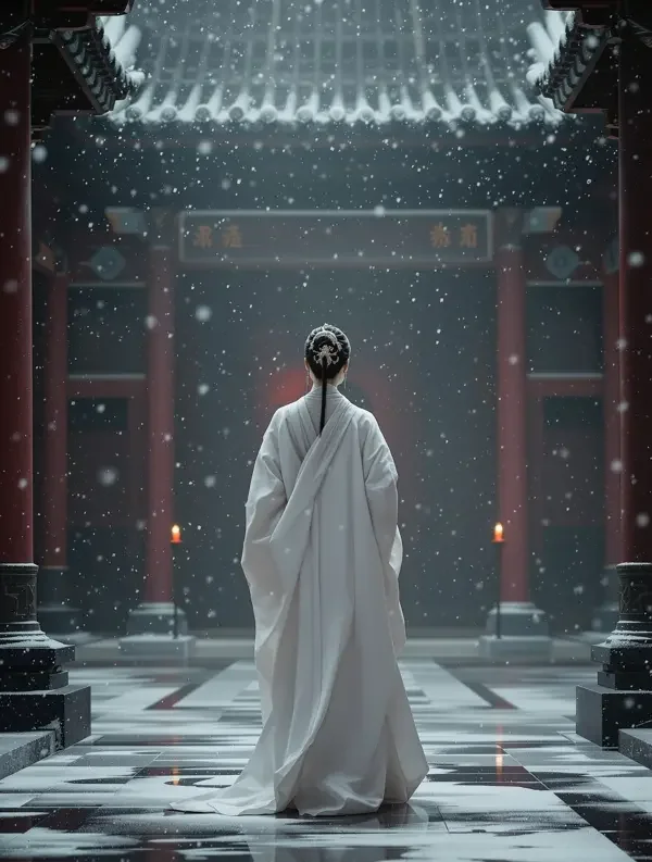 短剧《宫中雪》海报 - 宫斗题材 - 一场宫宴的雪，埋了三个人